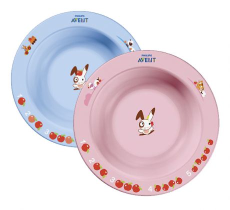 Глубокая тарелка 230 мл, 6 м, голубая или розовая (Avent, Детская посуда)