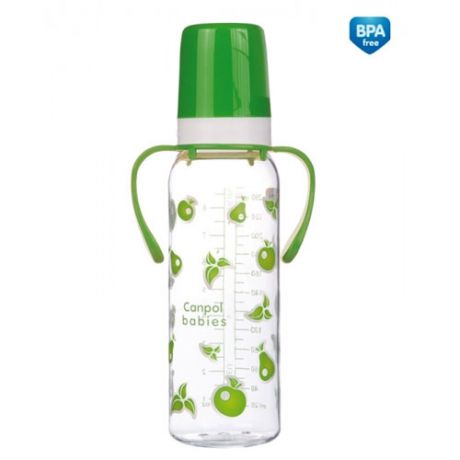 Бутылочка тритановая (BPA 0) с ручками с силиконовой соской, 250 мл. 12, 1 шт. (Canpol, Бутылочки)