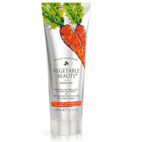 Маска для лица очищающая успокаивающая с экстрактом моркови, 200 мл (Vegetable beauty, Vegetable beauty)