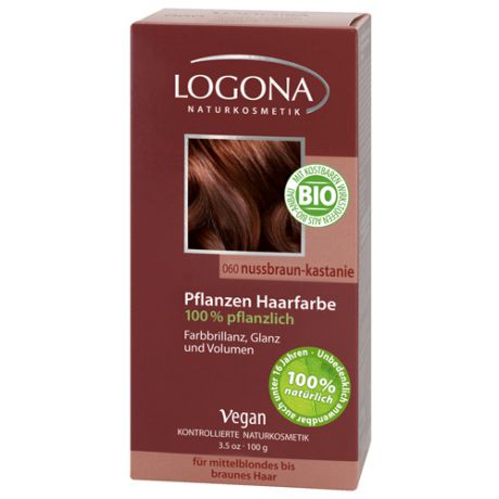 Растительная краска для волос 060 Орех краснокоричневый 100г (Logona, Color hair)