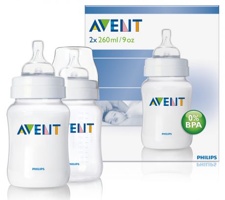 Бутылочка Естественное кормление для младенцев 2х 260 мл Avent Philips (Avent, Стандарт)