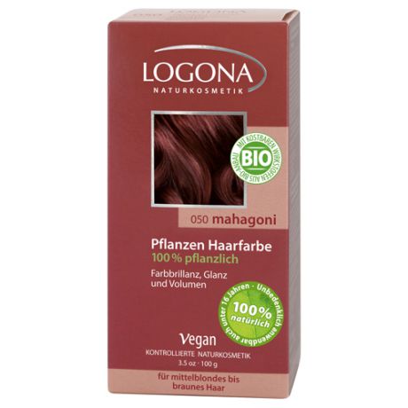 Растительная краска для волос 050 Махагон коричневатокрасный 100г (Logona, Color hair)