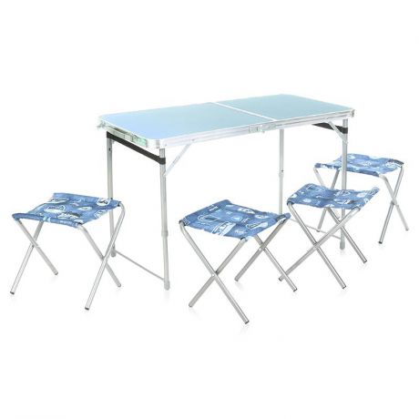 Комплект мебели Nika ССТ-К2 (стол складной, 4 стула), цвет голубой