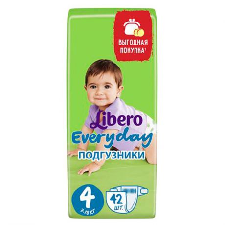 Подгузники Libero Everyday Size 4 (7-18кг), 42 шт