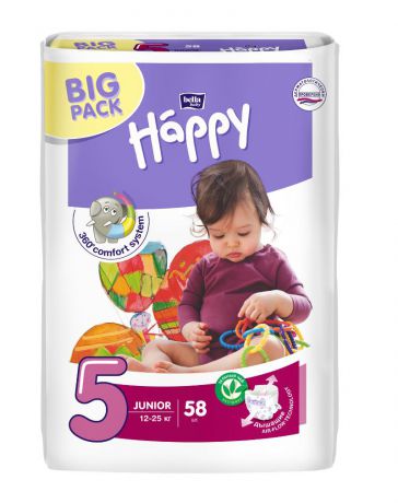 Подгузники Bella Baby Happy 5 (12-25 кг), 58 шт