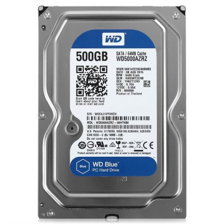 жесткий диск HDD 500ГБ, Western Digital Blue, WD5000AZRZ