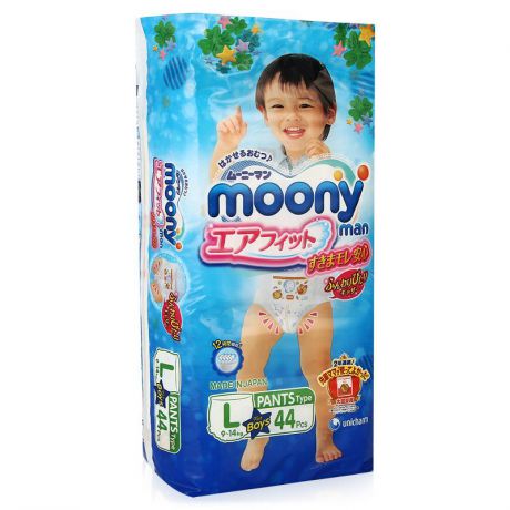Трусики-подгузники Moony для мальчиков L (9-14 кг), 44 шт
