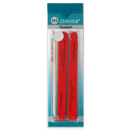 Пилка для ногтей Zinger Classic SIS-214, 10 шт + палочка для кутикулы