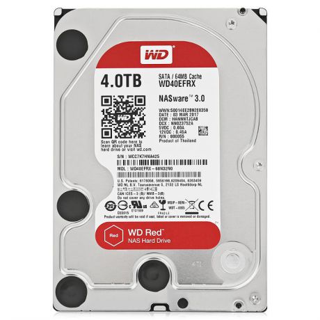 жесткий диск HDD 4ТБ, Western Digital Red, WD40EFRX