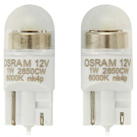 Лампа светодиодная Osram W5W 6000K Cool White 12V-1W, 2 шт, 2850CW-02B