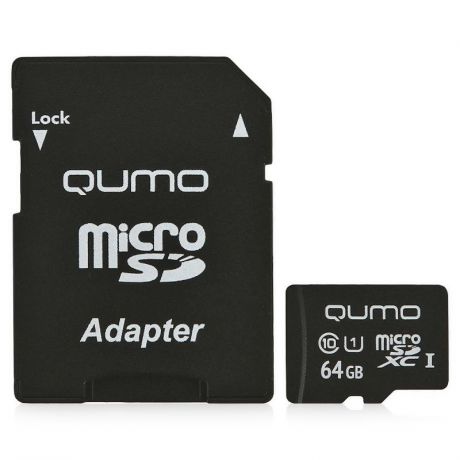 карта памяти TransFlash 64ГБ MicroSDXC Class 10 UHS-I Qumo, QM64GMICSDXC10U1