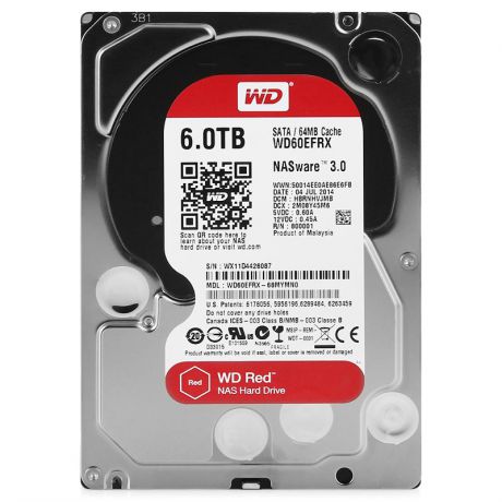 жесткий диск HDD 6ТБ, Western Digital Red, WD60EFRX