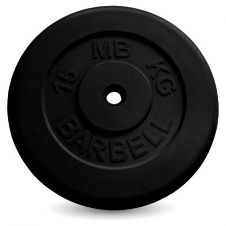 Диск обрезиненный MB Barbell d 26 мм черный, 15 кг