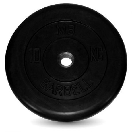 Диск обрезиненный MB Barbell d 31 мм черный, 10 кг