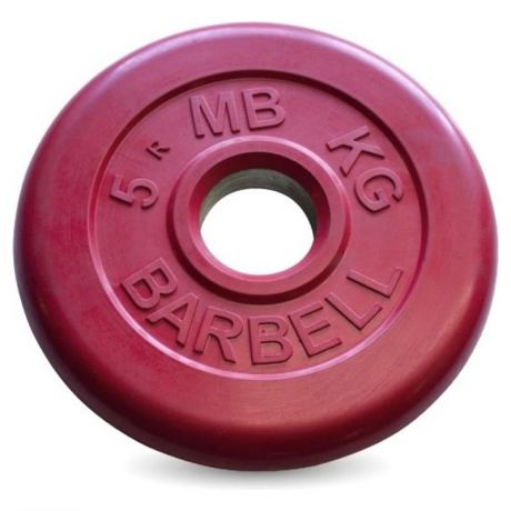 Диск обрезиненный MB Barbell d 51 мм цветной, 5 кг (красный)