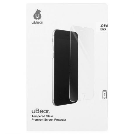 Защитное стекло uBear 3D Full Cover для Apple iPhone 7 / 8, с рамкой, черный
