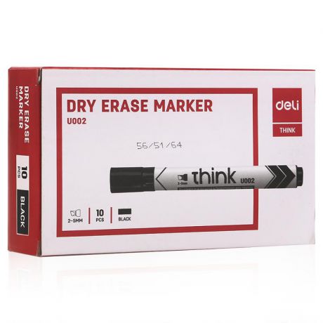 маркер для досок Deli Think, 2-5 мм, чёрный, скошенный (упаковка 10 шт)