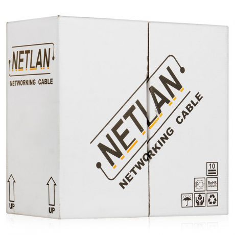 кабель витая пара Netlan U/UTP cat.5e, 4pair, PVC, CU, 0.47мм, внутренний, серый (305 м)