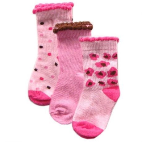 Носочки Luvable Friends 23040, 3 пары, 67-83 см. (6-18), розовые
