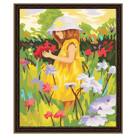 Раскраска по номерам Девочка на поляне, 40x50 см