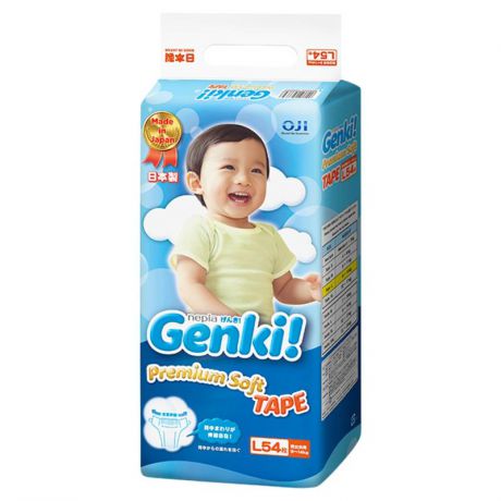 Подгузники Genki! L (9-14 кг), 54 шт