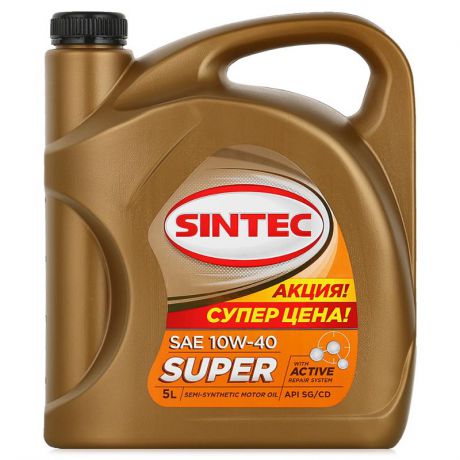 Моторное масло Sintec Супер 10W-40 SG/CD, 5л, полусинтетическое