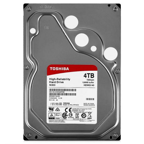 жесткий диск HDD 4ТБ, Toshiba N300, HDWQ140UZSVA