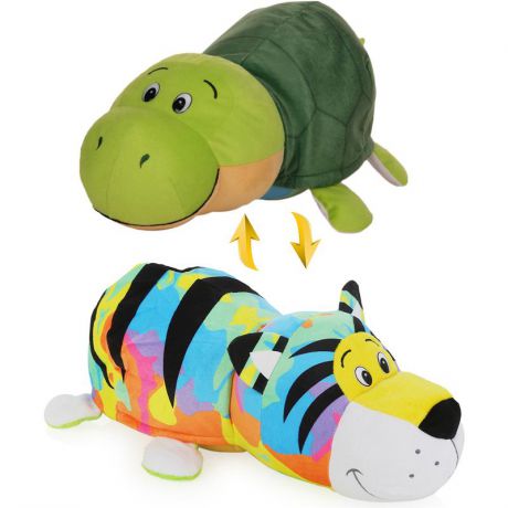 Плюшевая игрушка Вывернушка 46 см 2 в 1 Радужный тигр-Черепаха