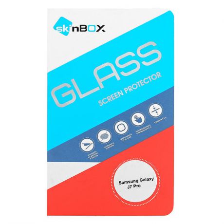 Защитное стекло SkinBOX Full Screen для Samsung Galaxy J7 Pro, с рамкой, черный