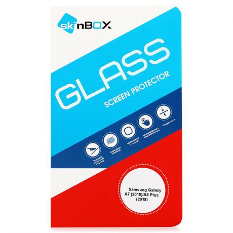 Защитное стекло SkinBOX Full Screen для Samsung Galaxy A7 (2018) / A8 Plus (2018), с рамкой, черный