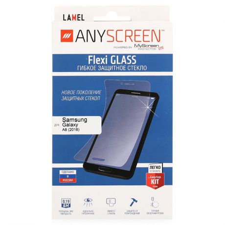 Защитное стекло AnyScreen для Samsung Galaxy A8 (2018), гибкое, прозрачное