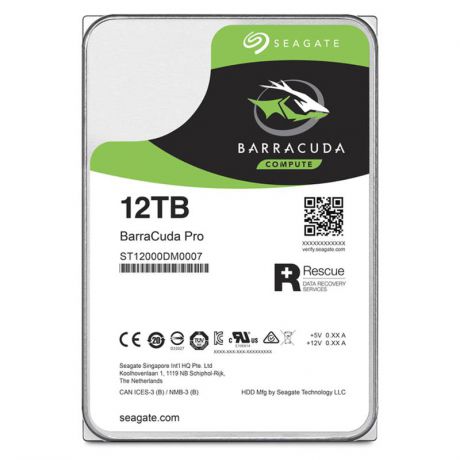 жесткий диск HDD 12ТБ, Seagate BarraCuda Pro, ST12000DM0007