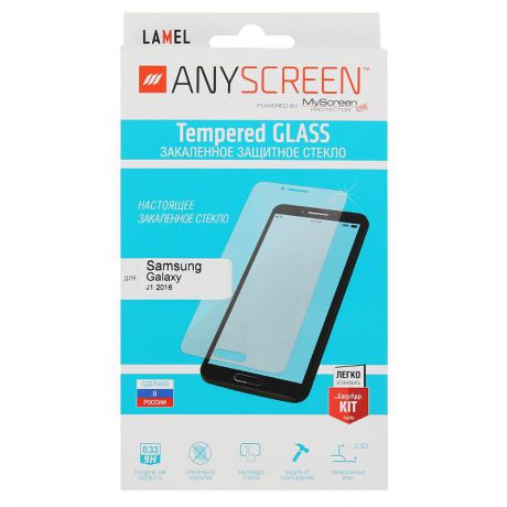 Защитное стекло AnyScreen для Samsung Galaxy J1 (2016), прозрачное