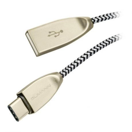 Кабель Qumann 21341, USB - USB Type-C, 3 м, 2.4А, серебристо-черный