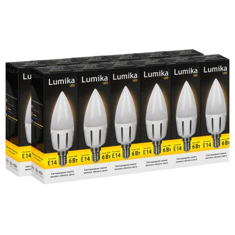 Упаковка 10шт. Светодиодных ламп Lumika Candle LED E14 C3000 6W