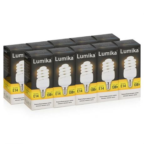 Упаковка 10шт. Энергосберегающих ламп Lumika FULL SPIRAL E14 FS2700 13W