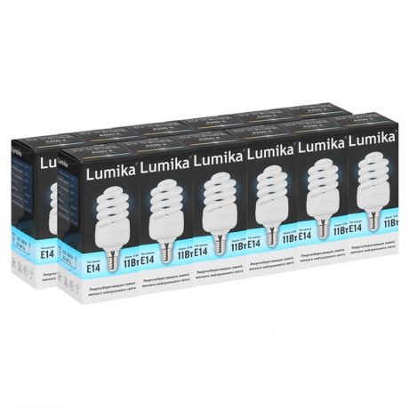 Упаковка 10шт. Энергосберегающих ламп Lumika FULL SPIRAL E14 FS4200 11W