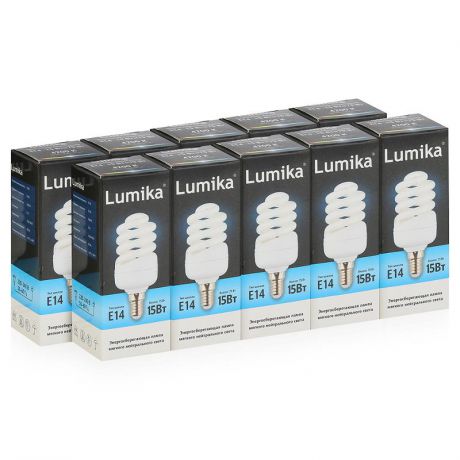 Упаковка 10шт. Энергосберегающих ламп Lumika FULL SPIRAL E14 FS4200 15W