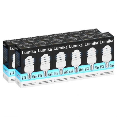 Упаковка 10шт. Энергосберегающих ламп Lumika FULL SPIRAL E14 FS4200 13W