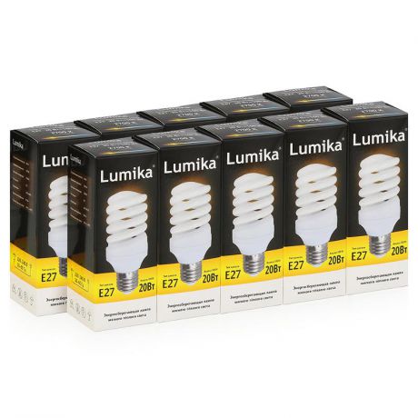 Упаковка 10шт. Энергосберегающих ламп Lumika FULL SPIRAL E27 FS2700 20W
