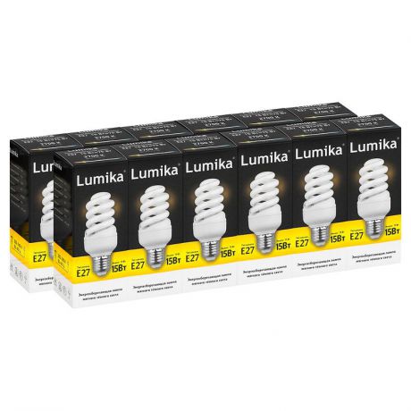 Упаковка 10шт. Энергосберегающих ламп Lumika FULL SPIRAL E27 FS2700 15W