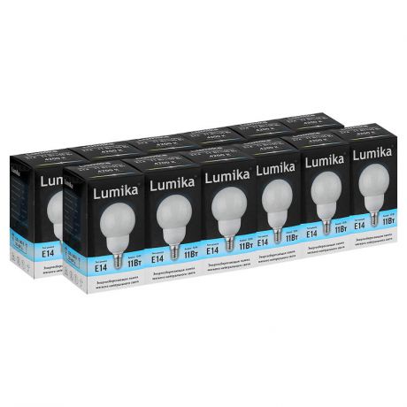 Упаковка 10шт. Энергосберегающих ламп Lumika GLOBE E14 GL4200 11W