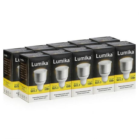 Упаковка 10шт. Энергосберегающих ламп Lumika MR16 GU5.3 2700 10W