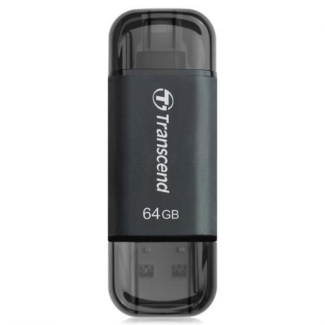 флешка 64ГБ Transcend JetDrive Go 300, TS64GJDG300K, Lightning, USB 3.1, flash usb, черная