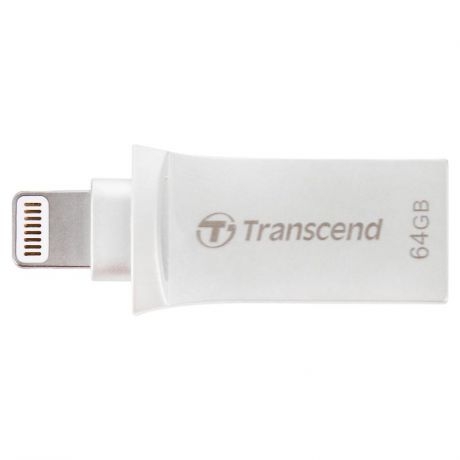 флешка 64ГБ Transcend JetDrive Go 500, TS64GJDG500S, Lightning, USB 3.1, flash usb, серебристая
