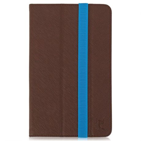 Чехол-книжка Snoogy, универсальный для планшетов 8", крепление уголки, экокожа, коричневый