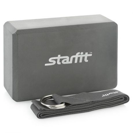 Комплект из блока и ремня для йоги STARFIT FA-104, серый 1/40