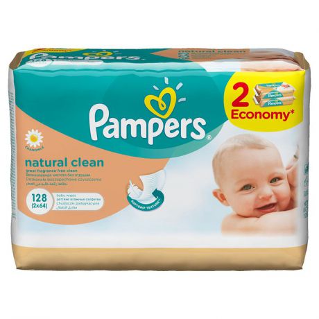 Влажные салфетки Pampers Natural Clean, 128 шт
