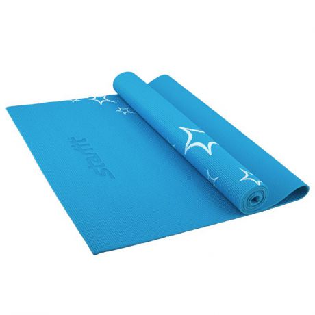 Коврик для йоги STARFIT FM-102 PVC 173x61x0,4 см, с рисунком, синий