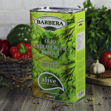 Оливковое масло Barbera "Alive" Extra Virgin в жестяной банке (3 л, Италия)